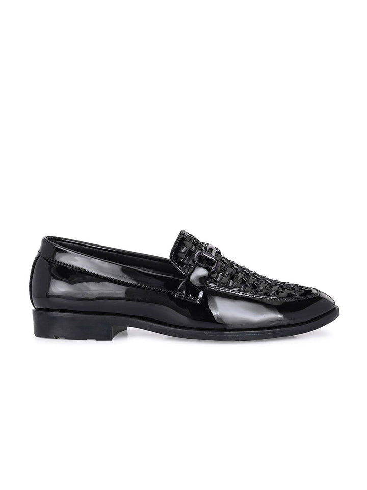 House of Pataudi Men Textured Round Toe Slip-On Formal Loafers