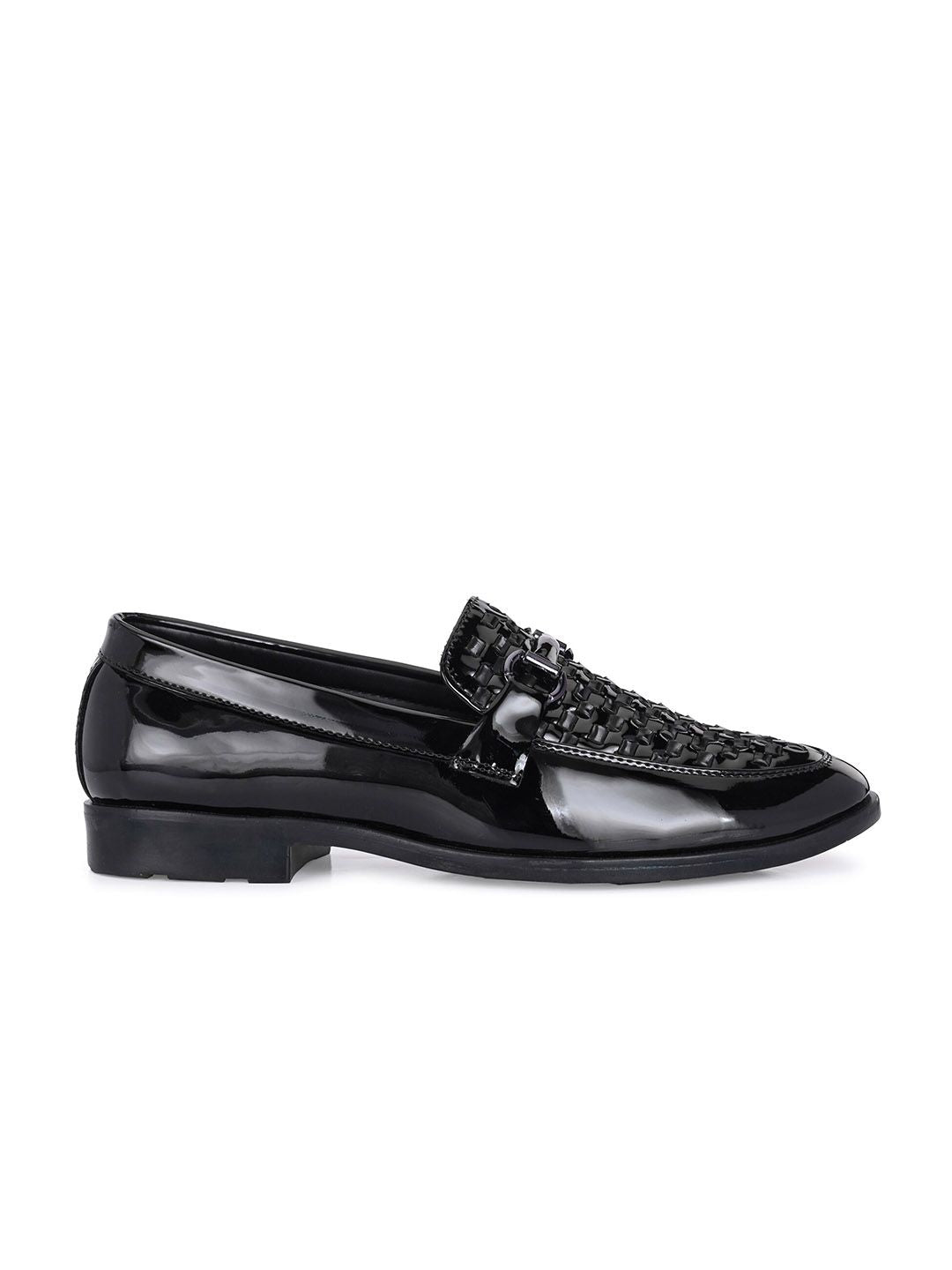 House of Pataudi Men Textured Round Toe Slip-On Formal Loafers