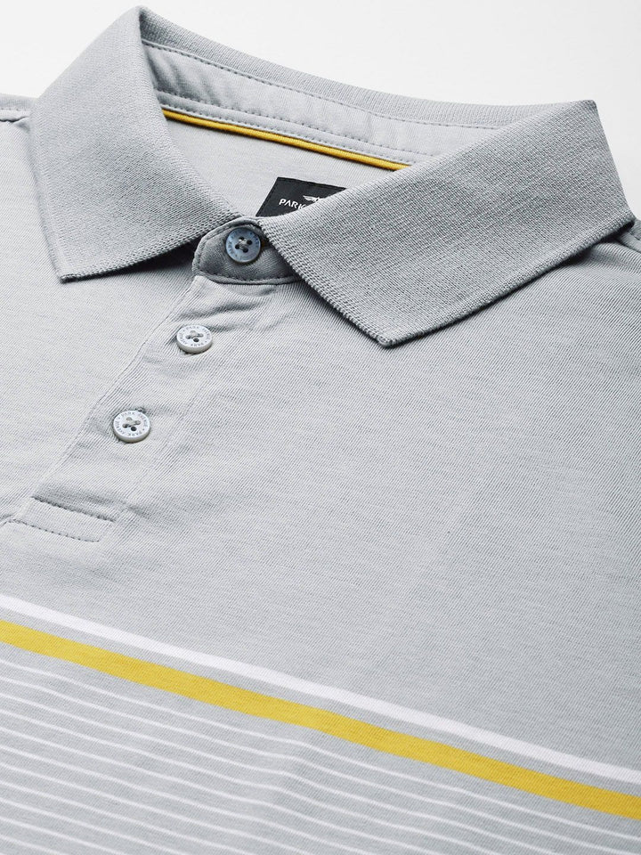 Park Avenue Striped Polo Collar Slim Fit T-shirt