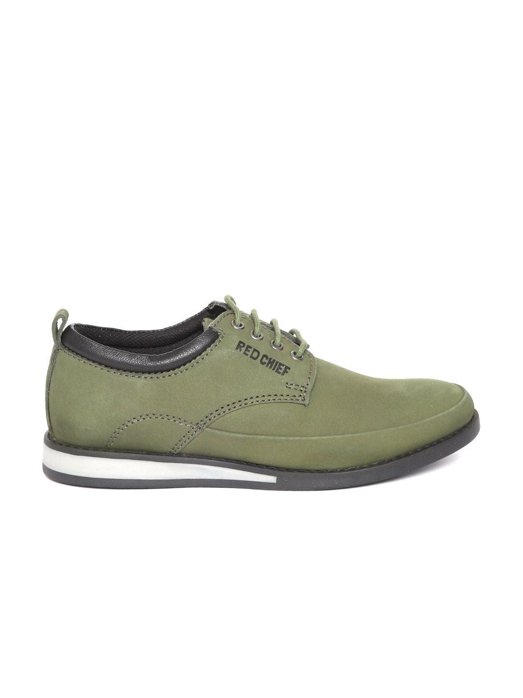 Red Chief Men Olive Green Leather Derbys