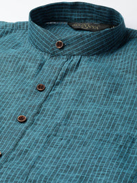 SOJANYA Kurta Lurus Berjalur Biru Lelaki