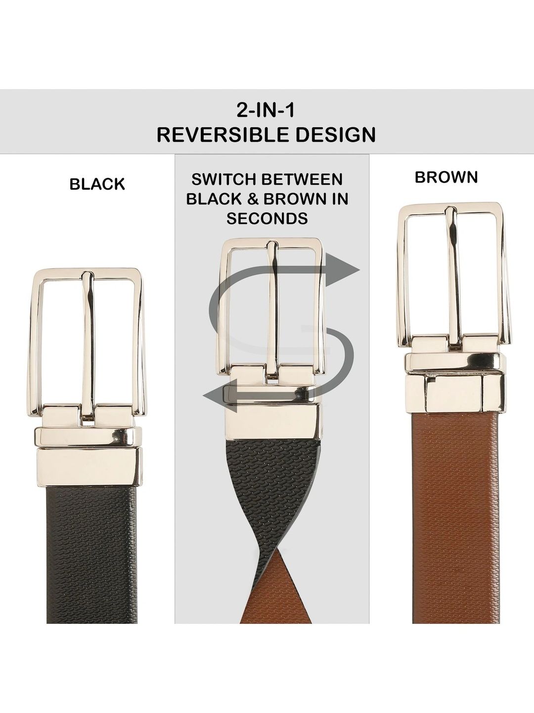 Teakwood Leathers Men Textured Leather Reversible Belt