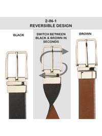 Teakwood Leathers Men Textured Leather Reversible Belt