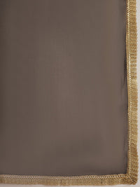 Indo Era V Neck Floral Embroidered Thread Work Kurta with Sharara & Dupatta