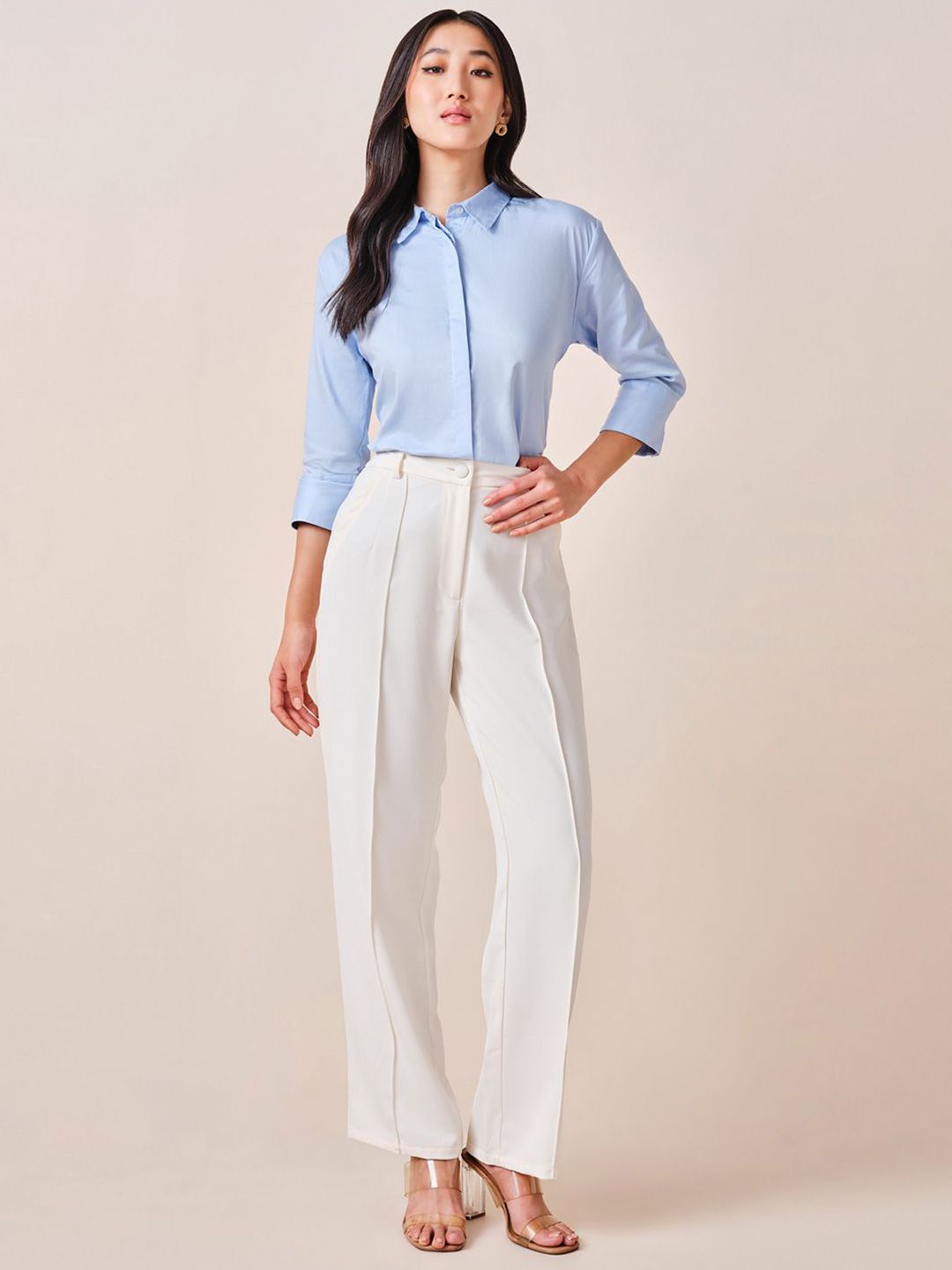 AND Cotton Solid Shirt Style Top