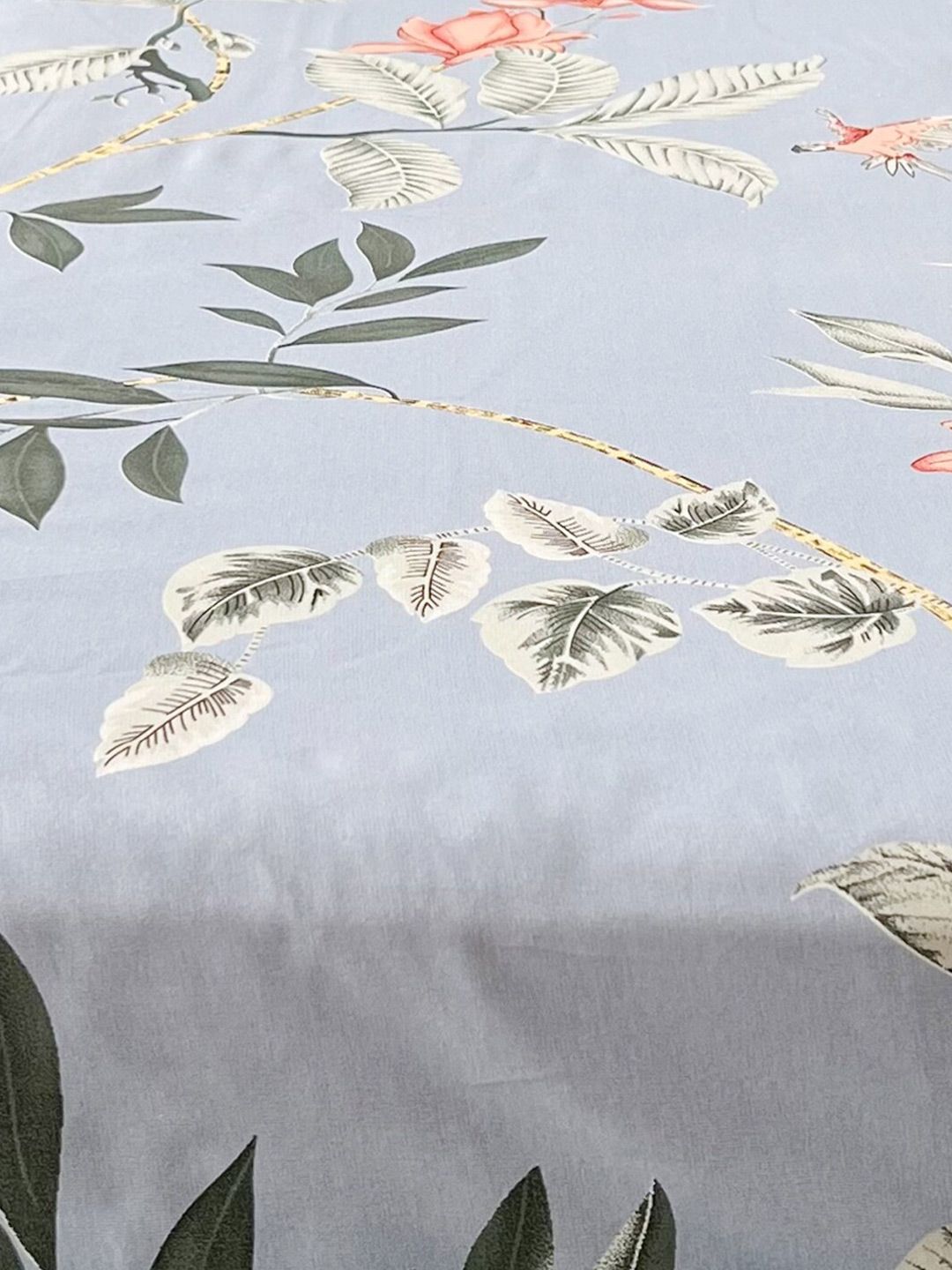URBAN SPACE Serene Grey & Red Floral Cotton 200 TC Single Bedsheet with 1 Pillow Cover
