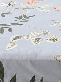 URBAN SPACE Serene Grey & Red Floral Cotton 200 TC Single Bedsheet with 1 Pillow Cover