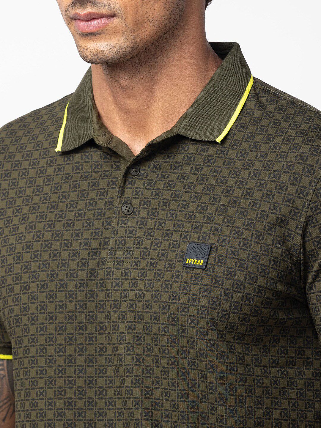 SPYKAR Men Cotton Printed Polo Collar T-shirt