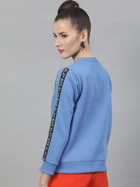 STREET 9 Women Blue Solid Sweatshirt