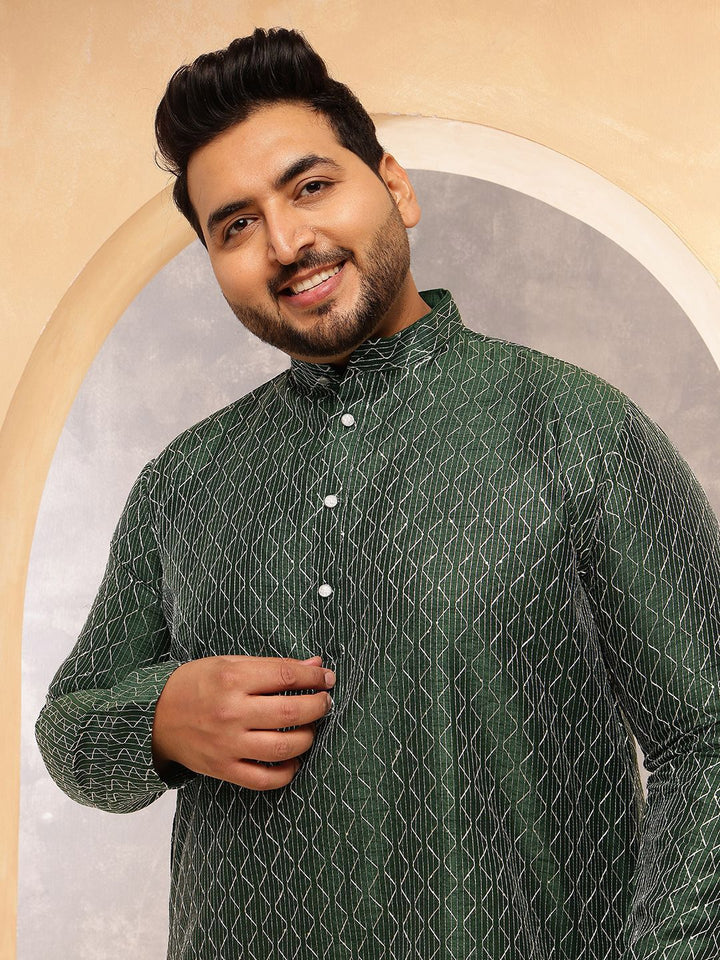 SOJANYA PLUS Kurta Lurus Kolar Mandarin Bercetak Geometrik