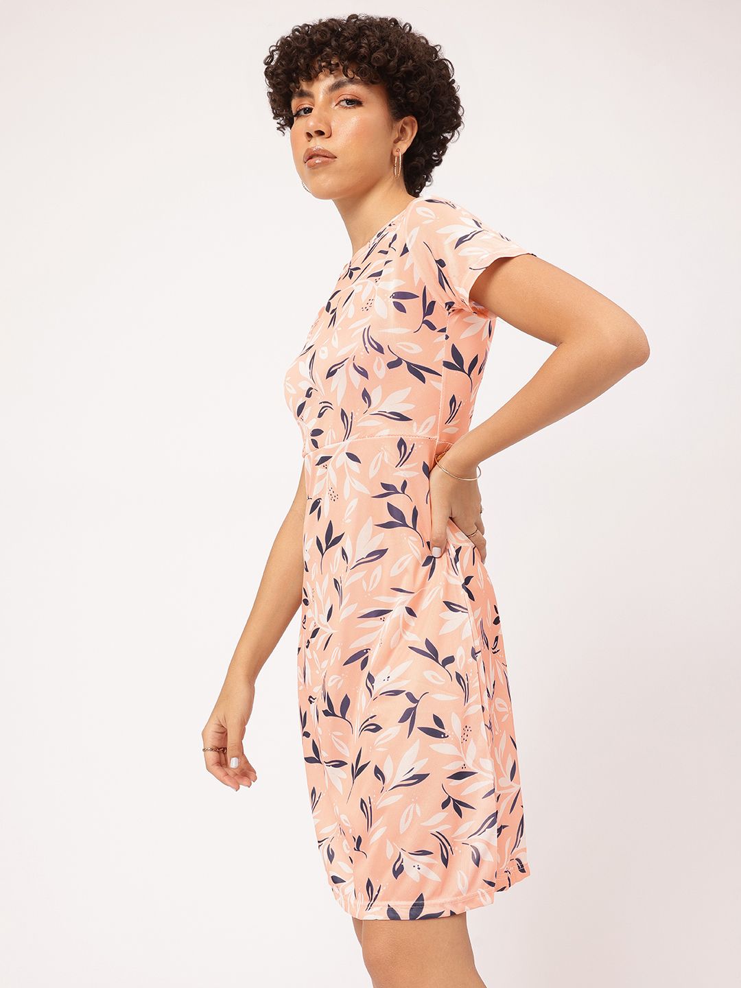 DressBerry Pretty in Pastel Floral Print Satin Finish Sheath Dress