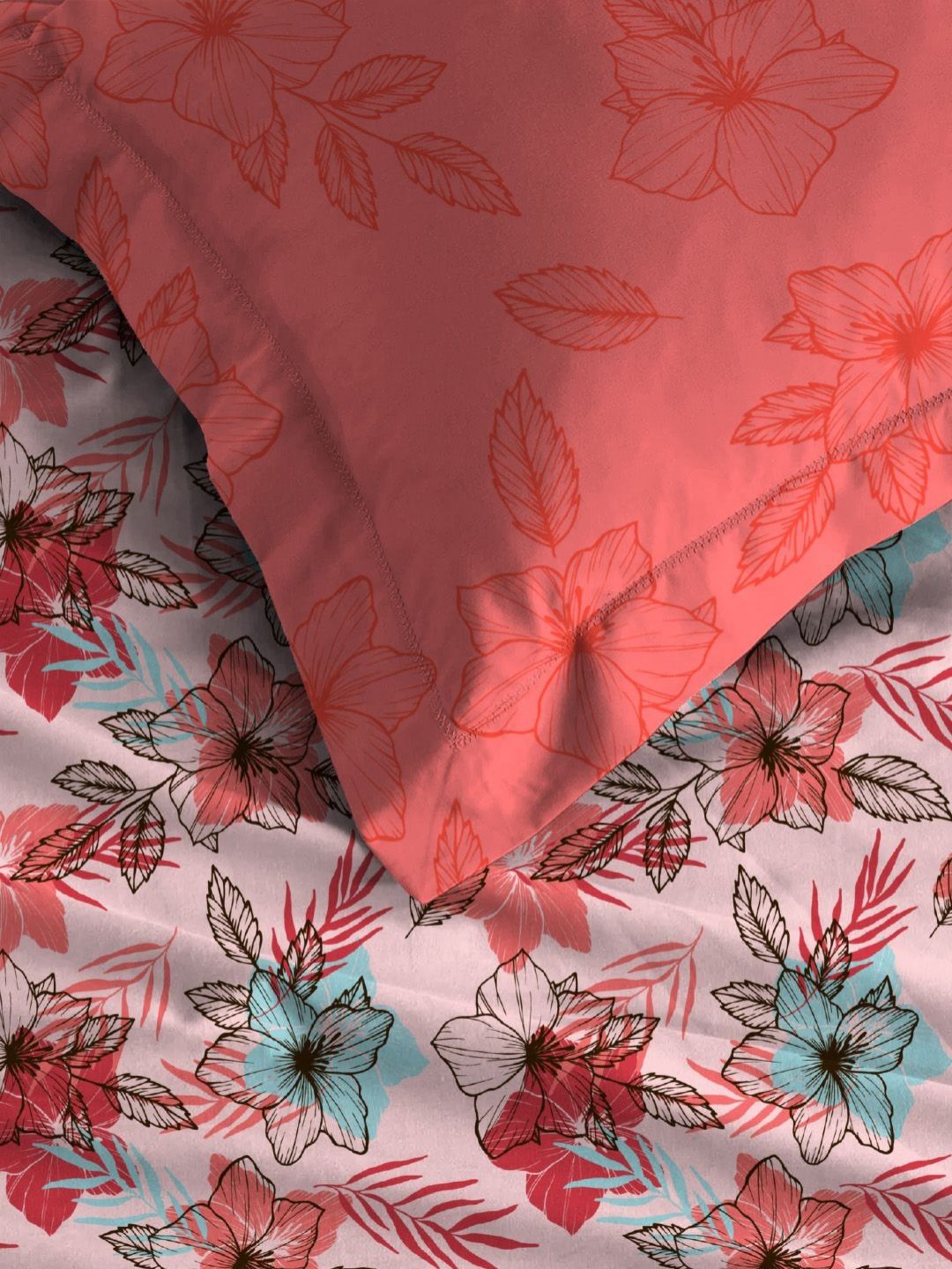 MYTRIDENT Flora Pink Moments Flat 120TC Queen Cotton Bedsheet Set
