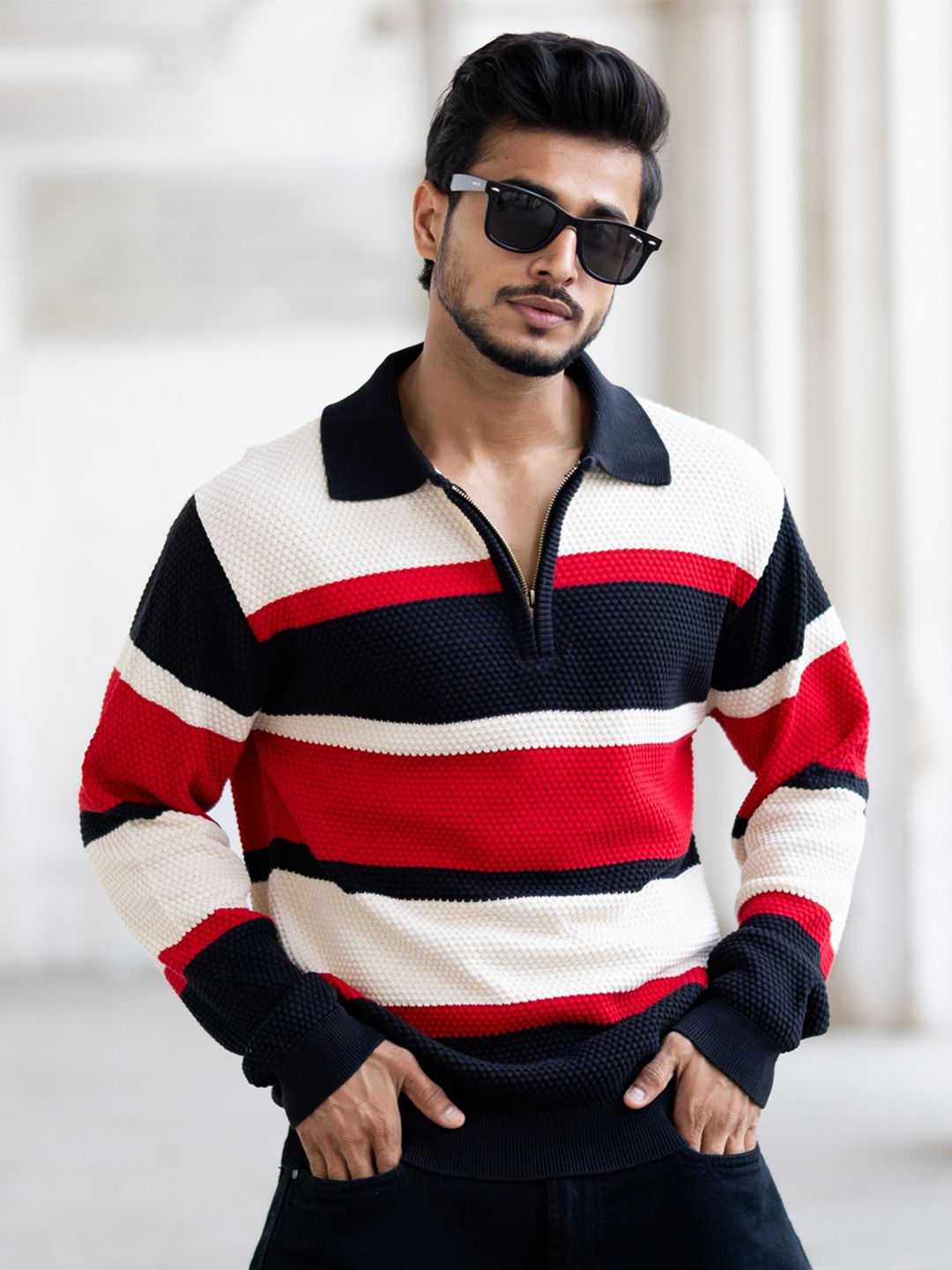 Powerlook Men Striped Polo Collar T-shirt