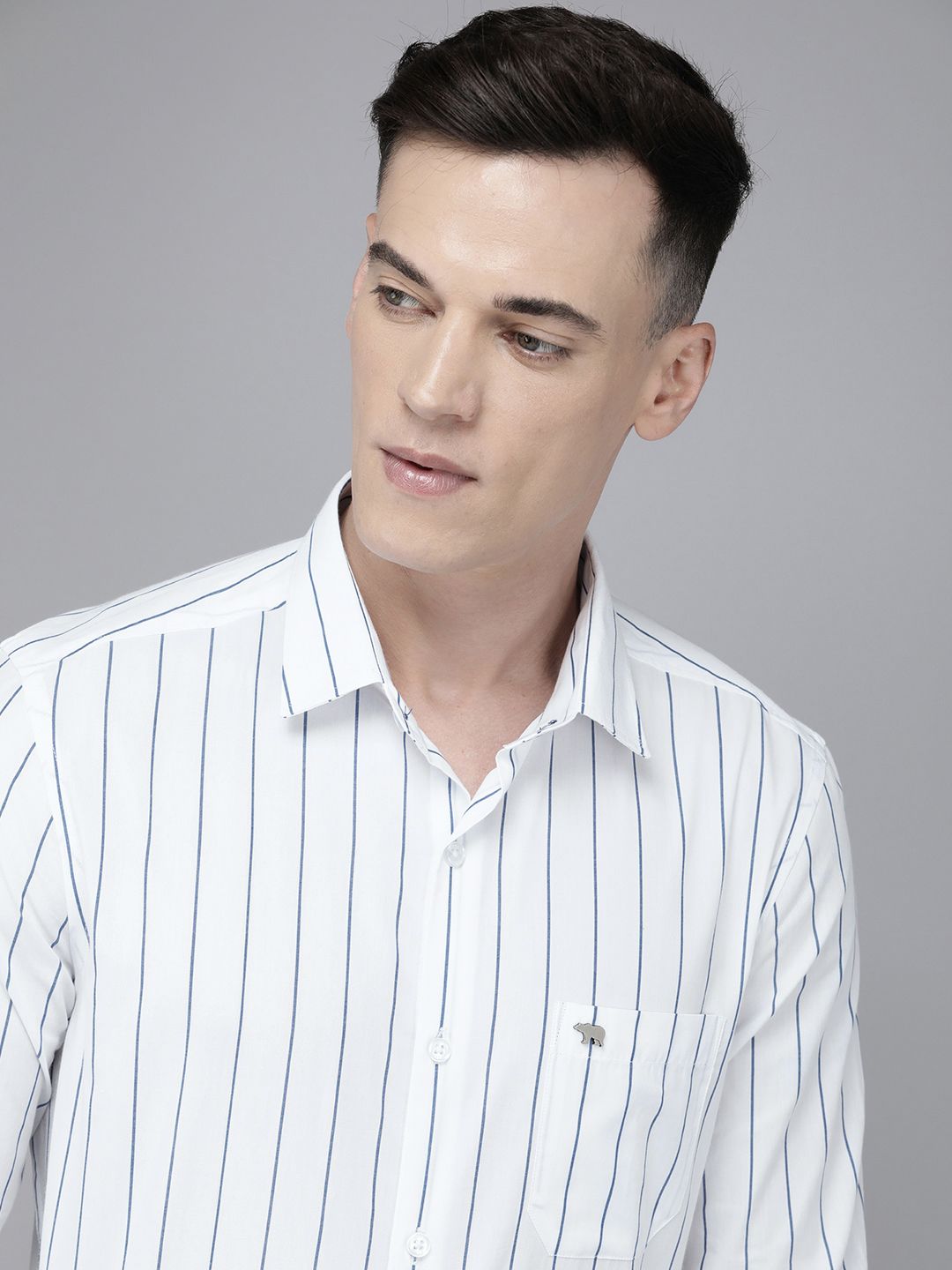 THE BEAR HOUSE Slim Fit Striped Pure Cotton Shirt