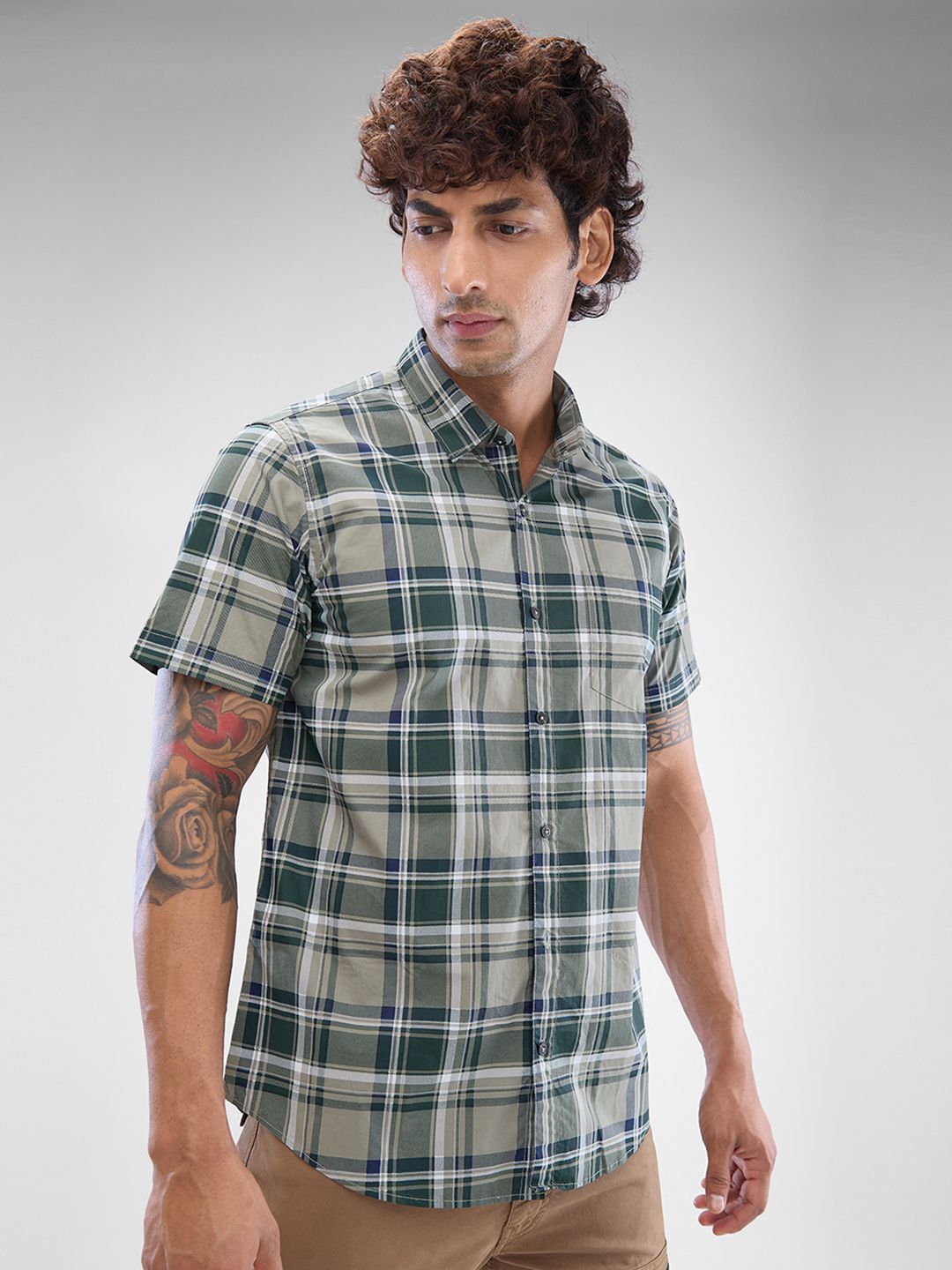 SPYKAR Men Slim Fit Tartan Checks Opaque Checked Casual Shirt