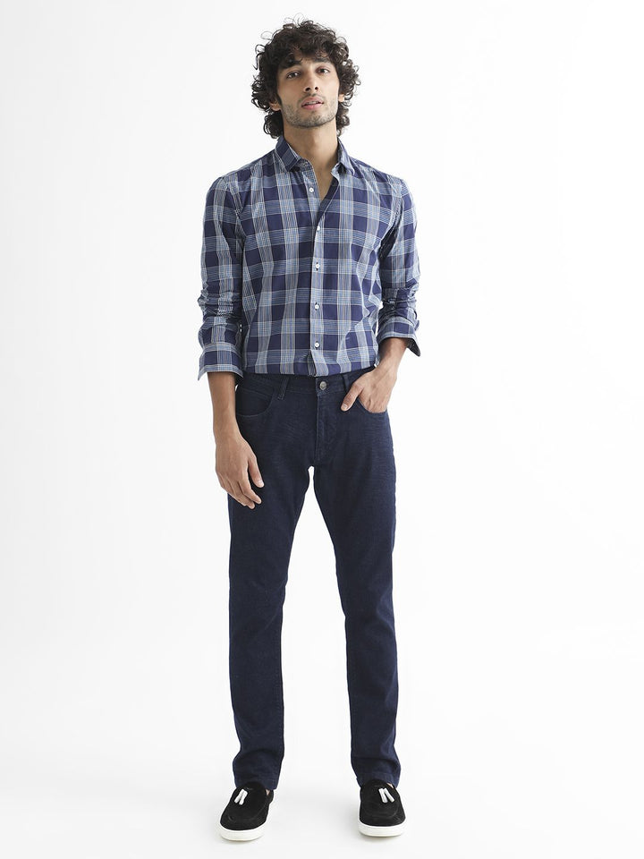 RARE RABBIT Men Turvo Slim Fit Tartan Checked Cotton Shirt