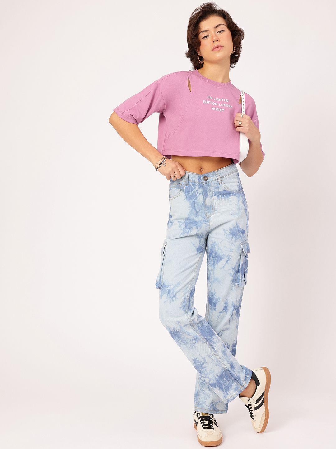 DressBerry Cut Out Detail Printed Boxy Sweatshirt
