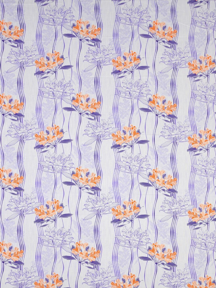 BOMBAY DYEING White & Orange Printed Pure Cotton 120 TC Queen Bedsheet Set 2.24 m X 2.54 m