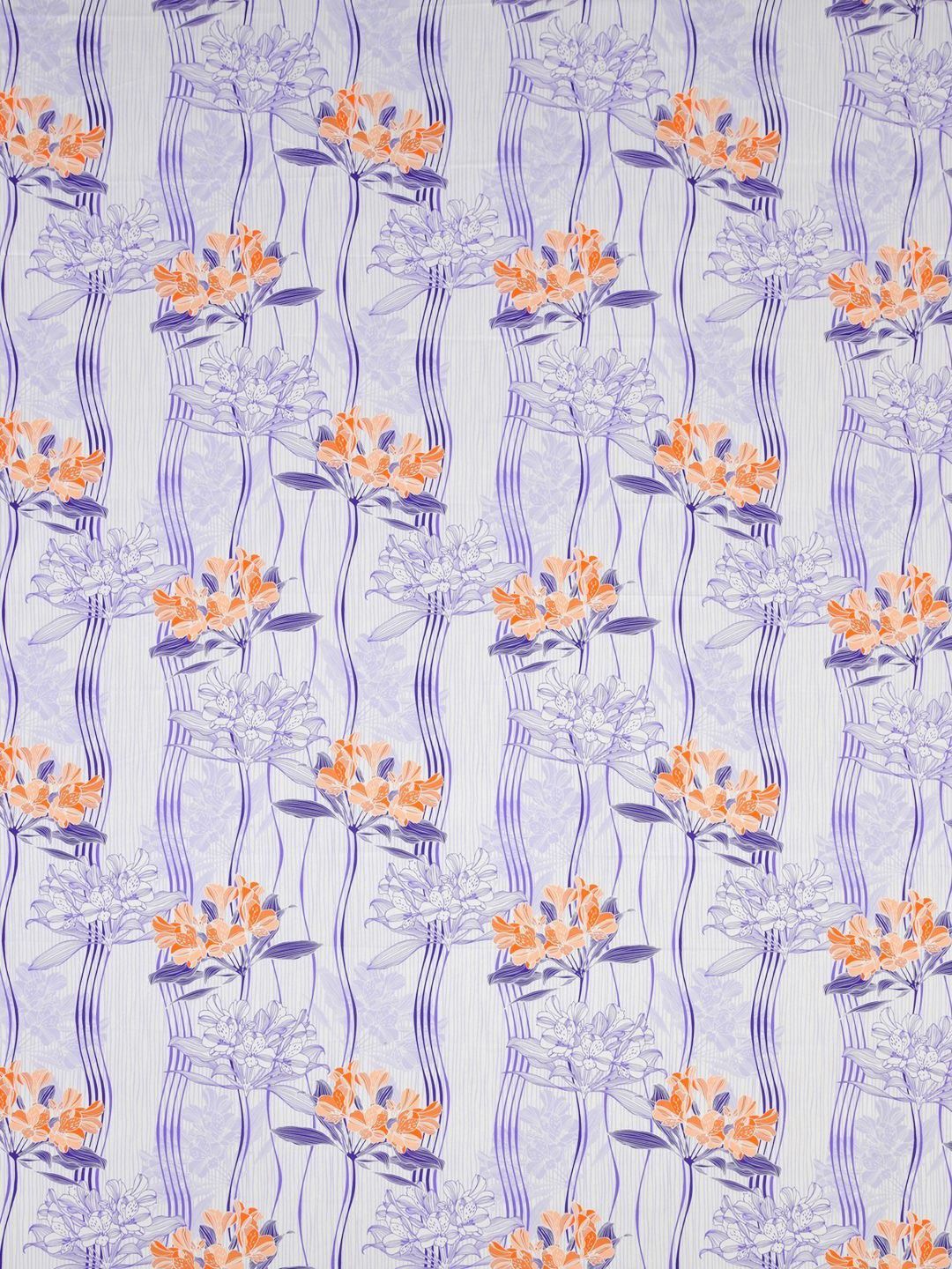 BOMBAY DYEING White & Orange Printed Pure Cotton 120 TC Queen Bedsheet Set 2.24 m X 2.54 m