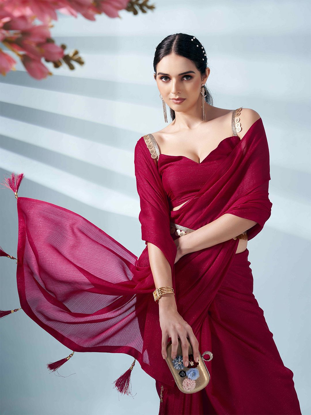 Tikhi Imli Satin Saree With Belt