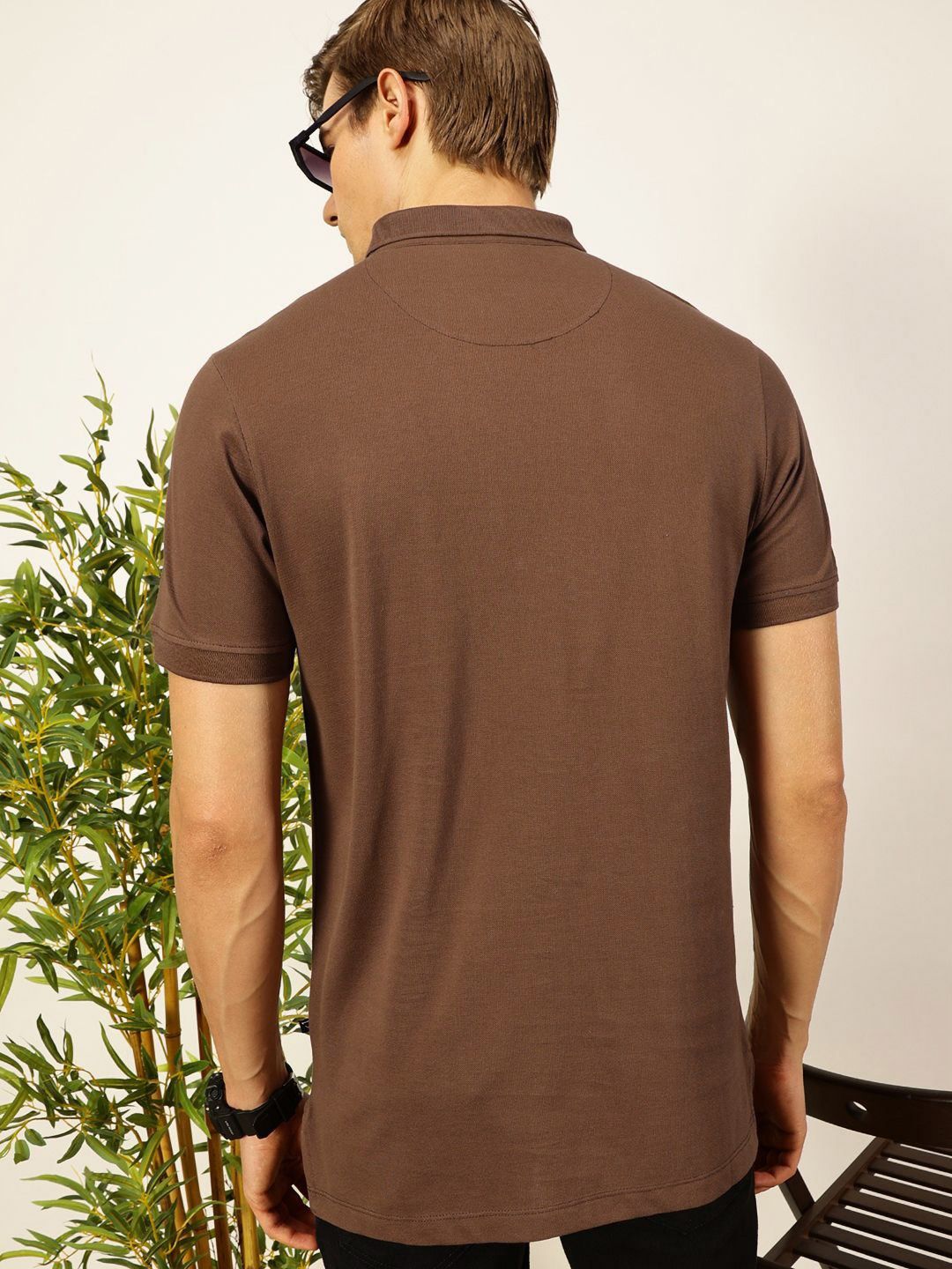 Thomas Scott Men Solid Polo Collar Pure Cotton T-shirt