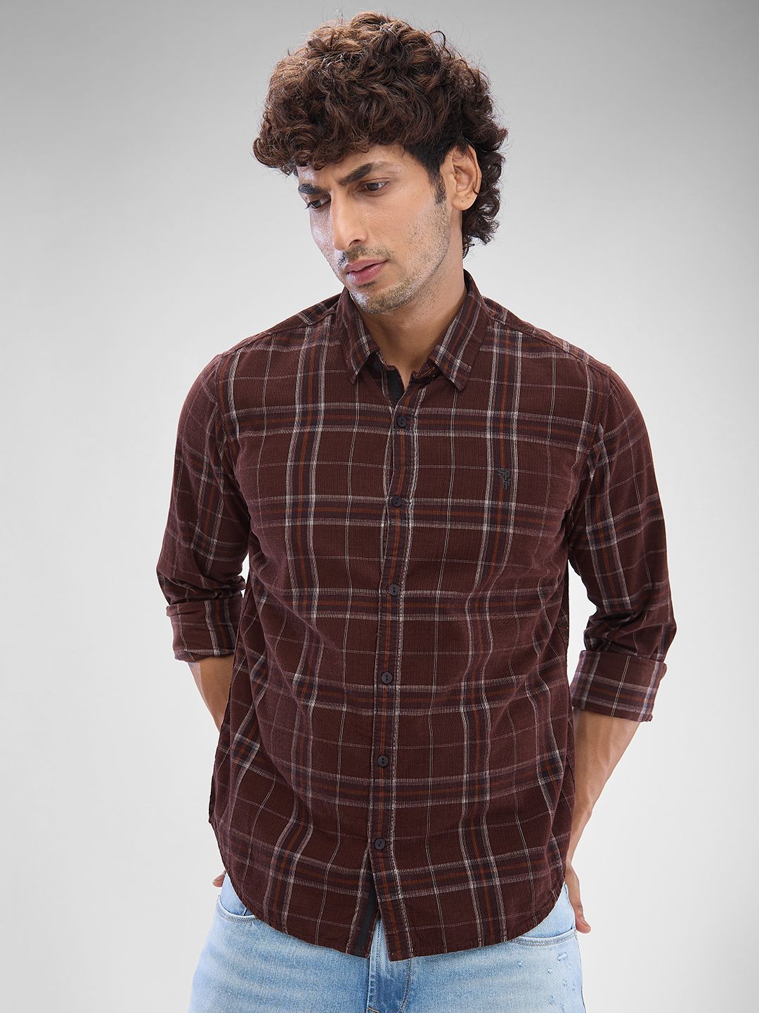 SPYKAR Men Slim Fit Tartan Checks Opaque Checked Casual Shirt