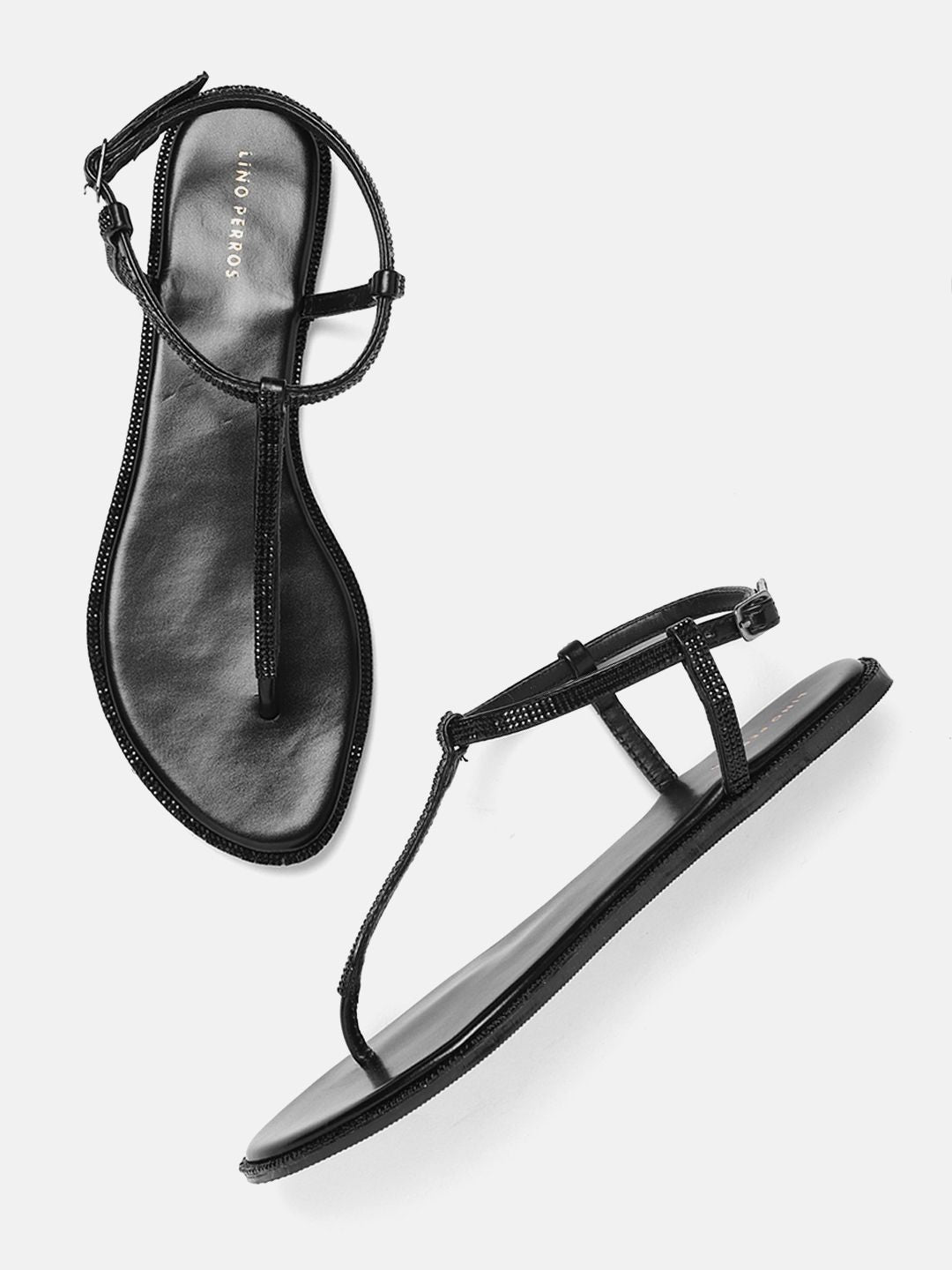 Lino Perros Embellished T-Strap Flats