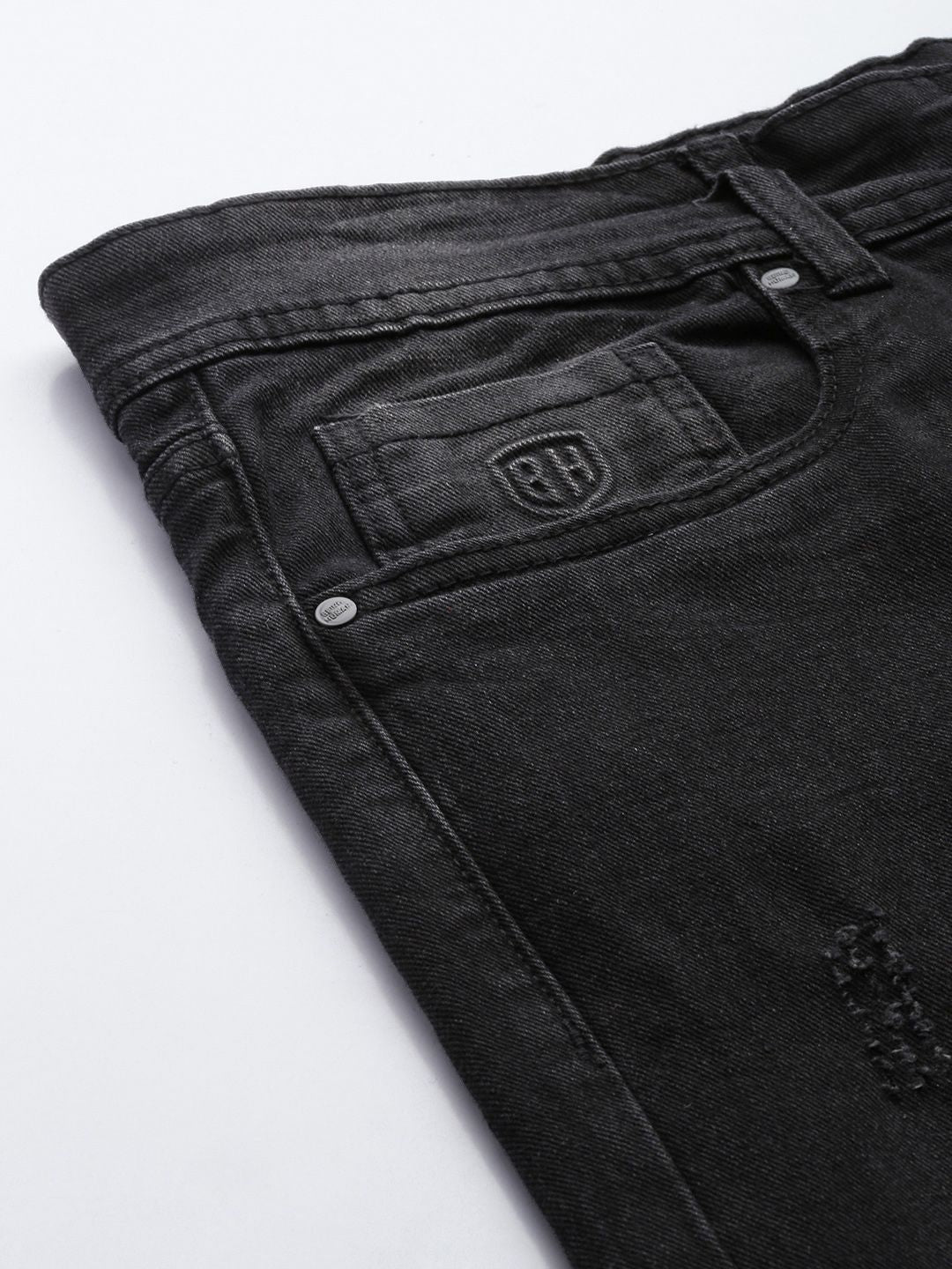 Being Human Men Straight Fit Low Distress Light Fade Stretchable Jeans