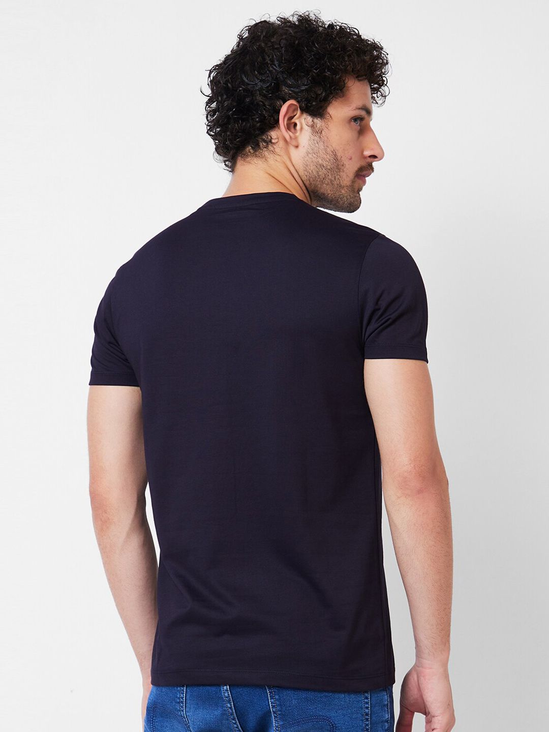 SPYKAR Round Neck Typography Printed Cotton Slim Fit T-shirt