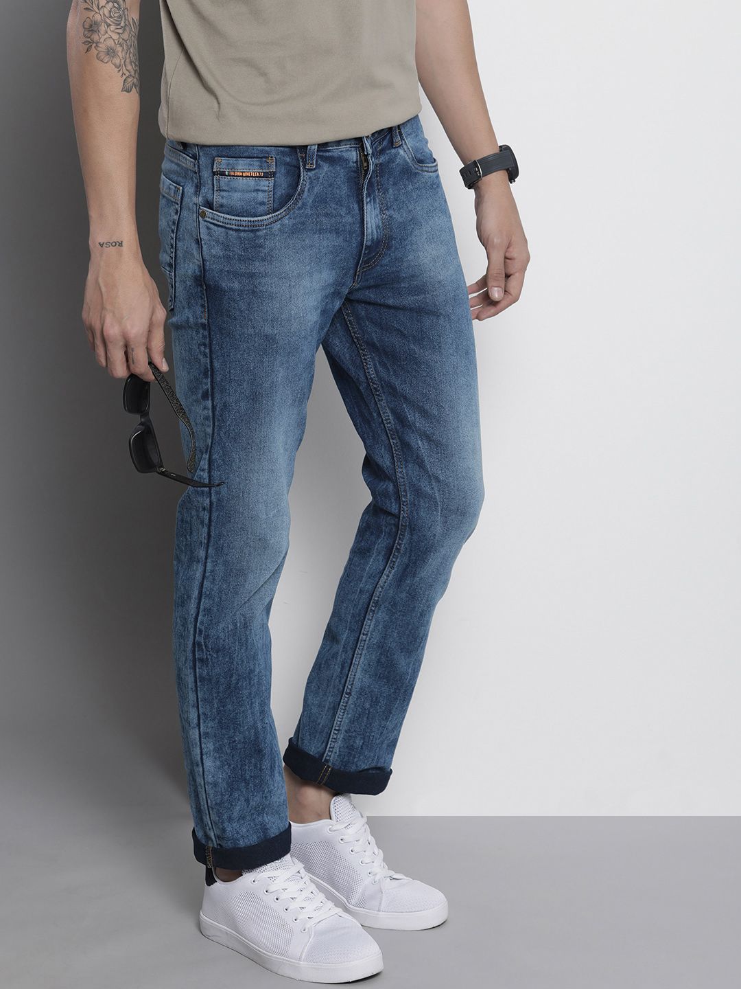 The Indian Garage Co Men Straight Fit Light Fade Jeans