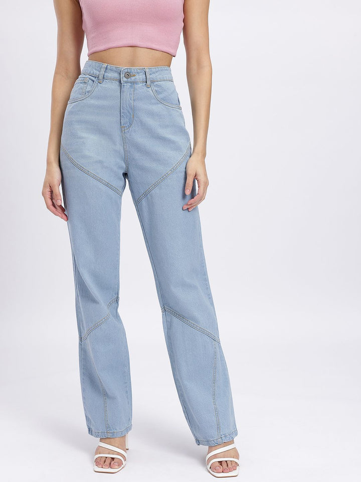 DressBerry Women Panelled Mid-Rise Regular Fit Jeans