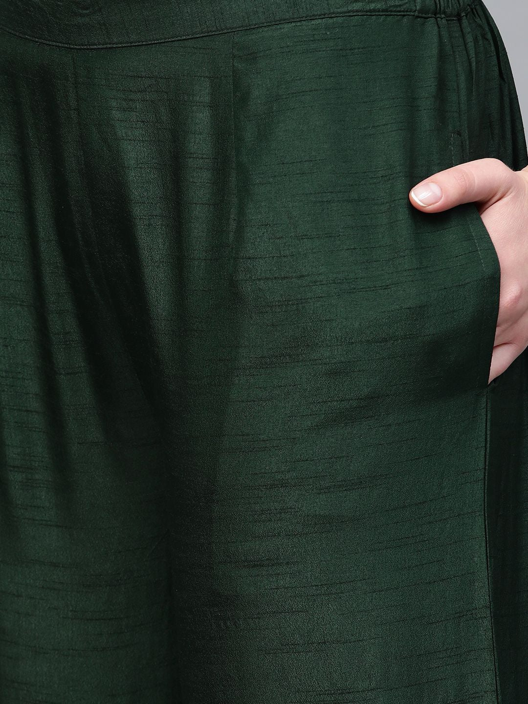 Libas Hunter Green Gotta Chanderi Kurta Set with Festive Traditional Stole