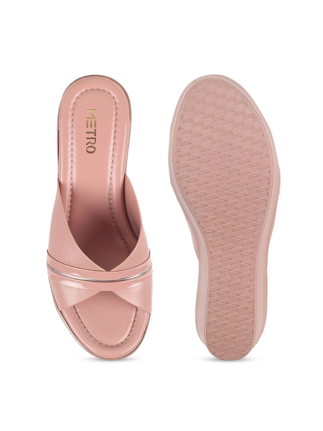 Metro Solid Wedge Heels With Open Back