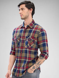SPYKAR Men Slim Fit Opaque Checked Spread Collar Casual Shirt