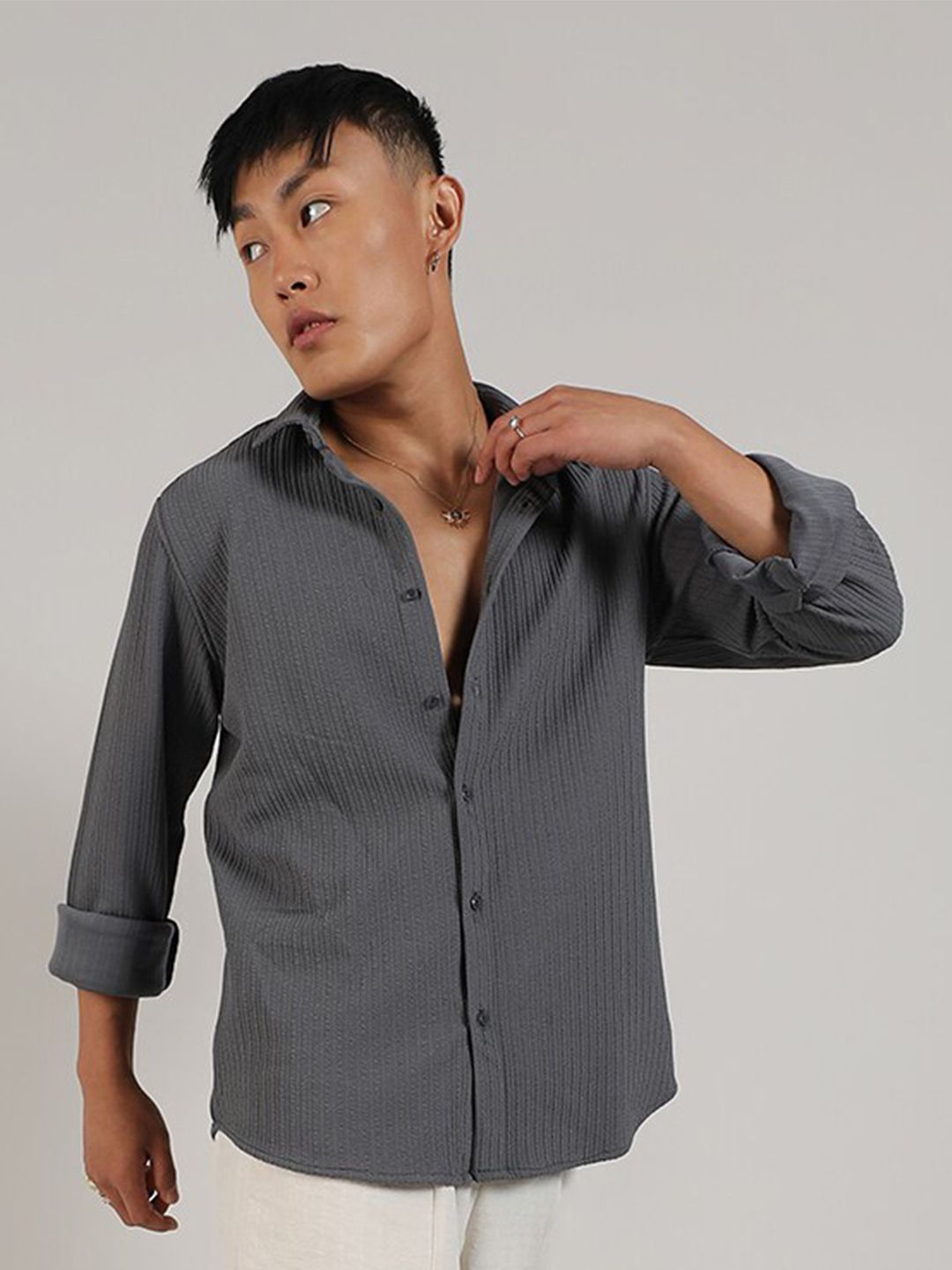 Campus Sutra Comfort Spread Collar Long Sleeves Casual Shirt