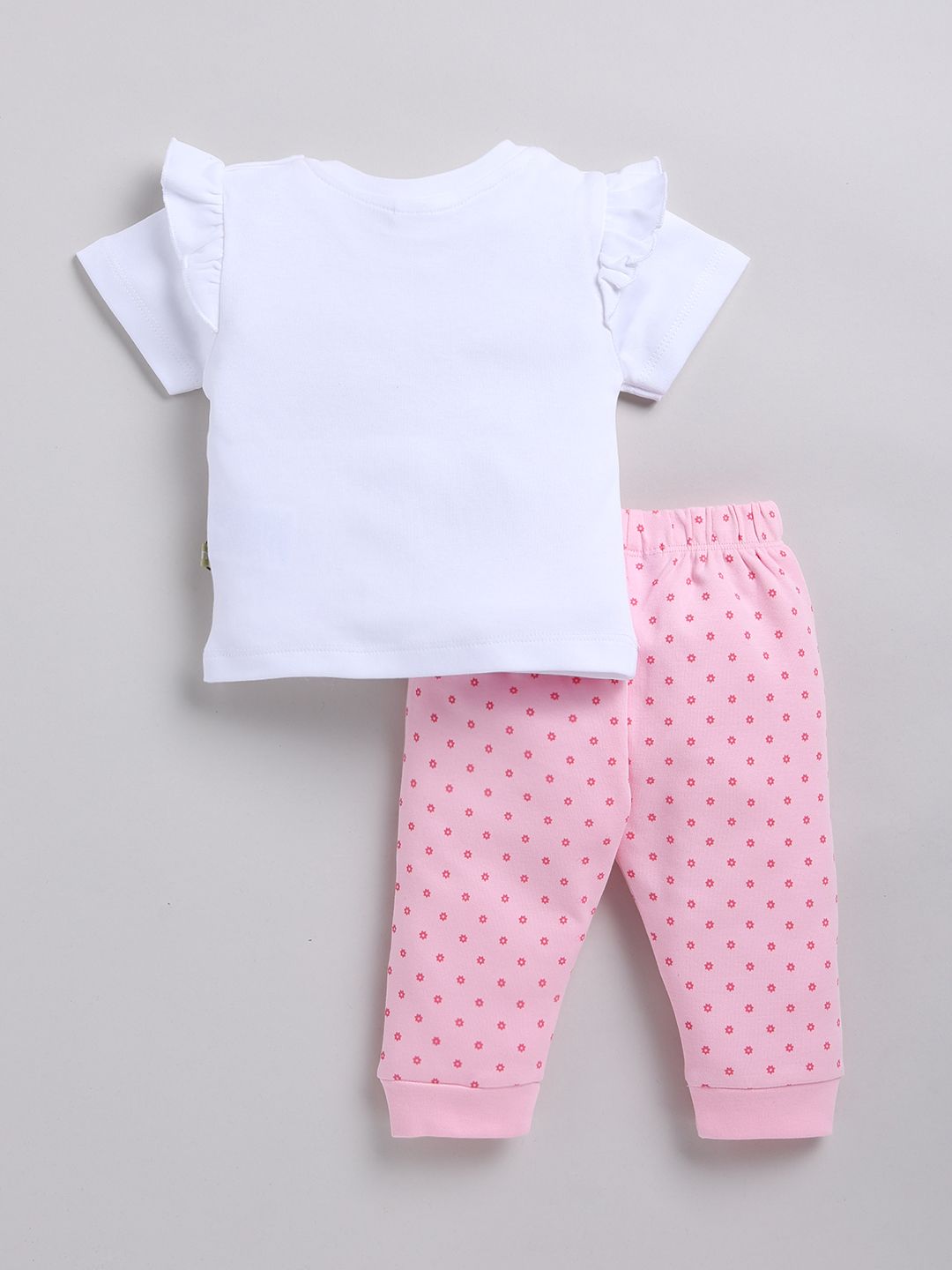 Moms Love Infant Girls Pure Cotton Self Design Top With Joggers
