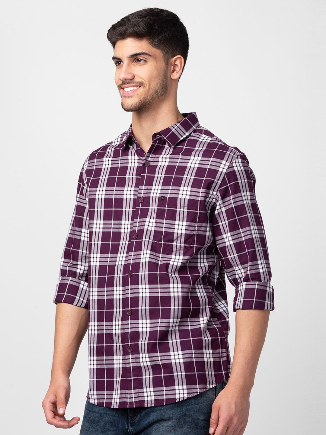 SPYKAR Men Slim Fit Tartan Checked Casual Shirt