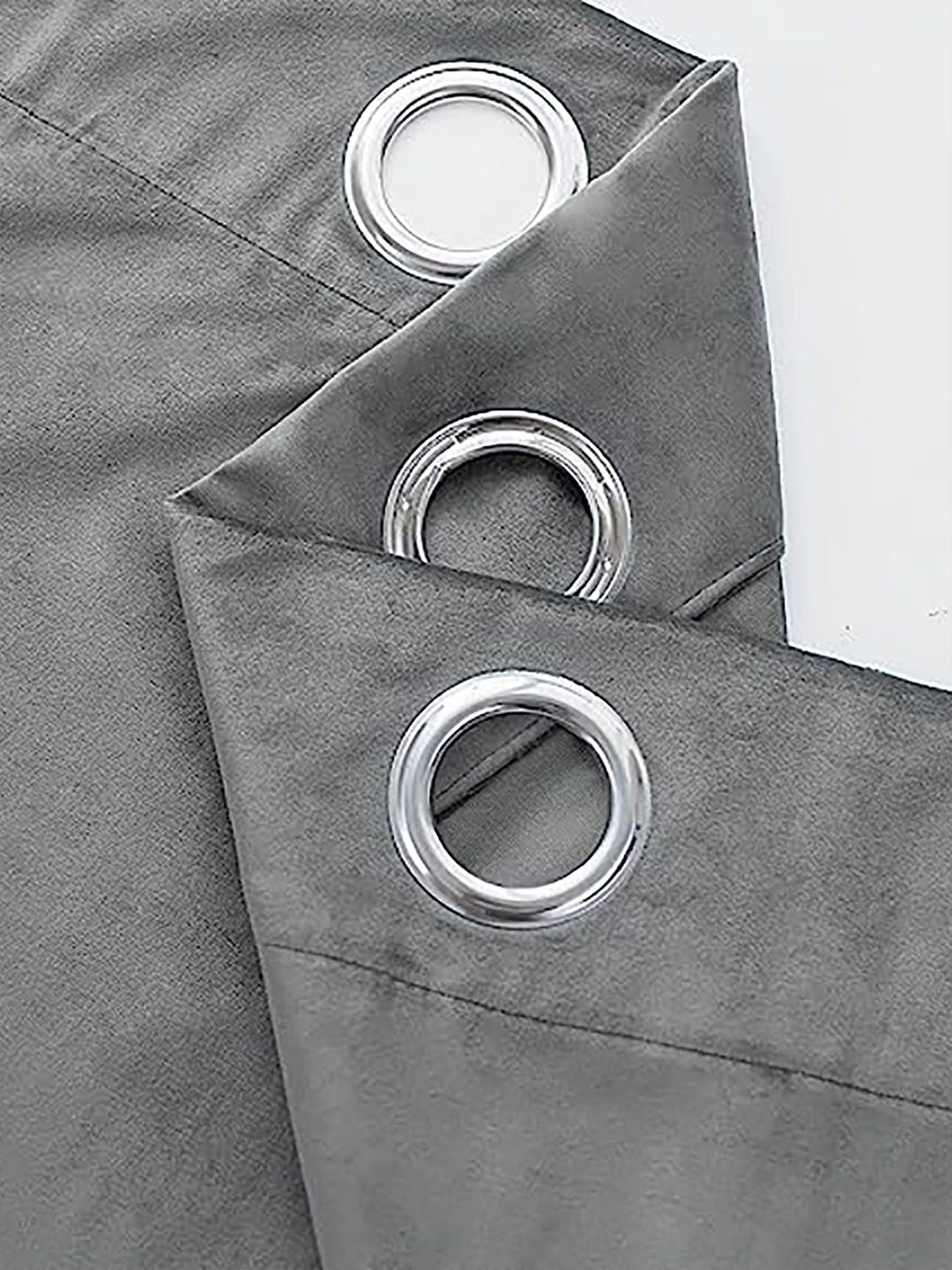 STITCHNEST Grey 2 Pieces Velvet Black Out Window Curtains