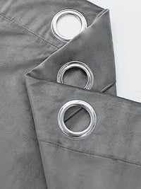 STITCHNEST Grey 2 Pieces Velvet Black Out Window Curtains