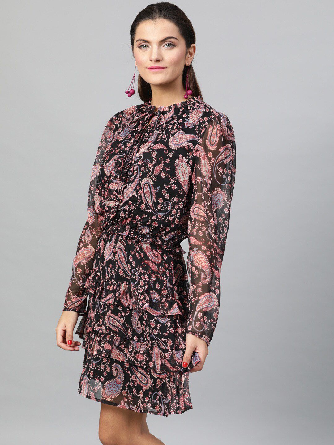 STREET 9 Women Multicoloured Printed Fit and Flare Dress