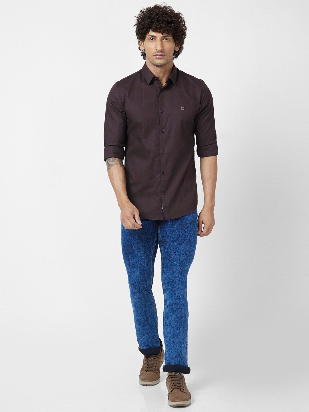 SPYKAR Classic Opaque Cotton Linen Casual Shirt