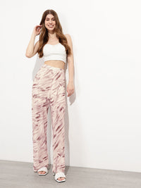 DressBerry Women Breezy Strokes Mesh Wide Leg Trousers