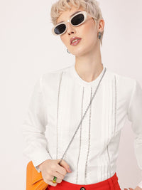 DressBerry Cute Femi Satin Sensuality Lace Detailed Pleated Shirt