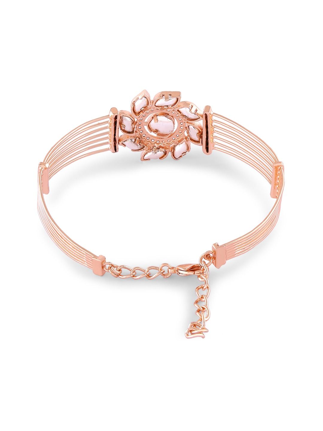 Zaveri Pearls Rose Gold-Plated Cubic Zirconia Studded Kada Bracelet