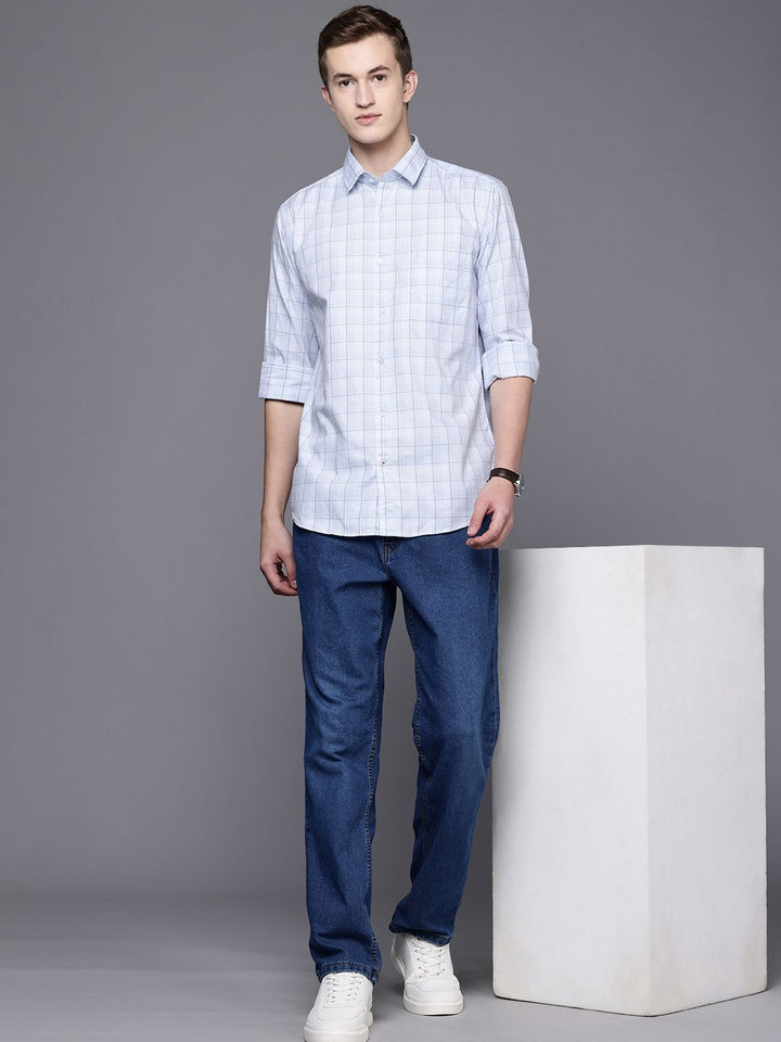 Raymond Pure Cotton Slim Fit Checked Casual Shirt