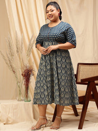 CURVY STREET Ethnic Motifs Print A-Line Dress