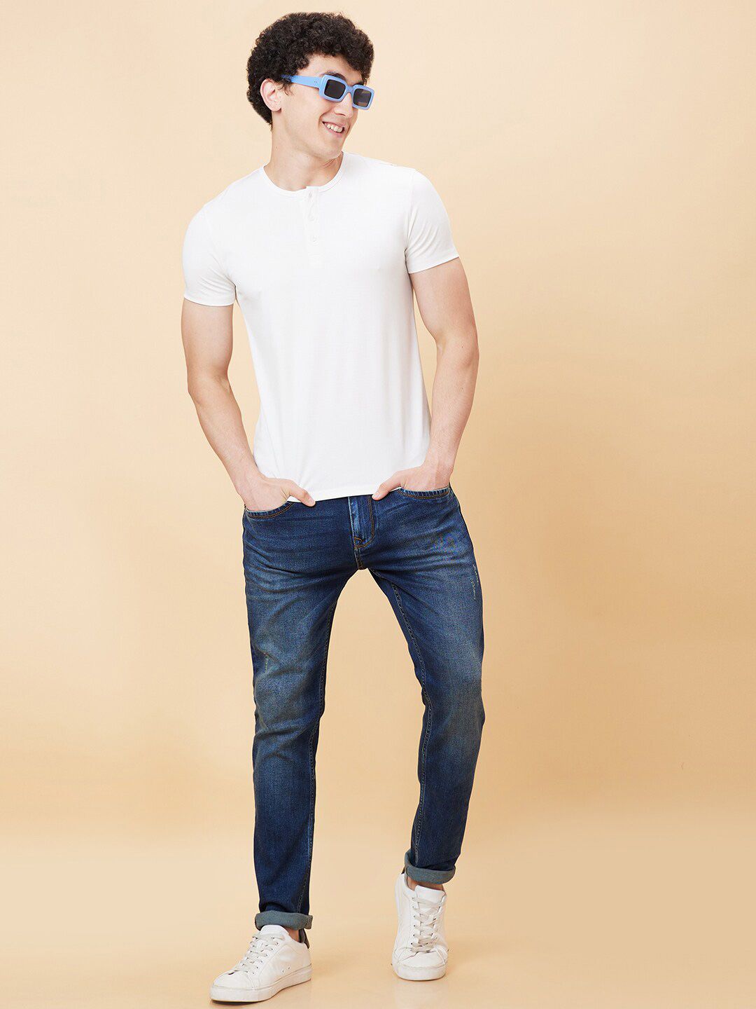 Being Human Cotton Henley Neck Short Sleeves Regular Fit Pockets Casual T-shirt