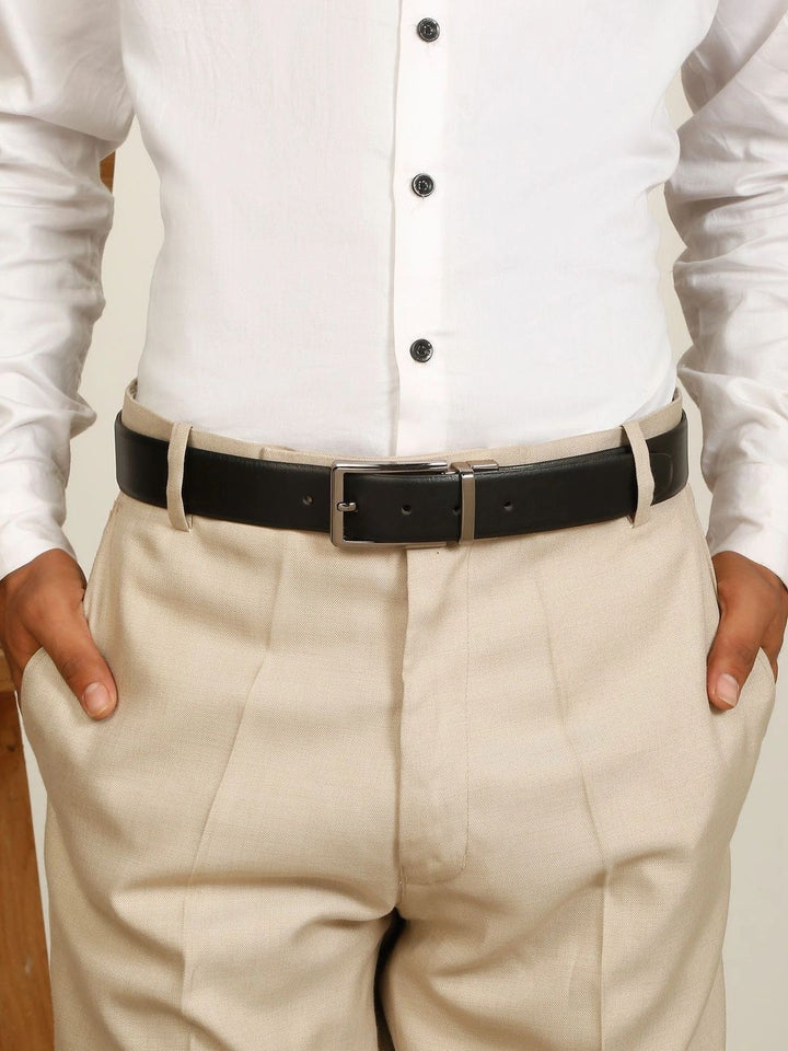 Teakwood Leathers Men Textured Leather Reversible Formal Belt