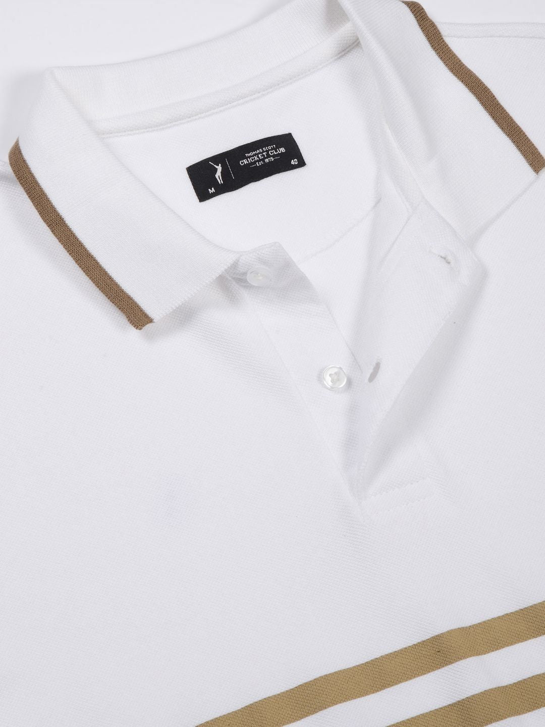 Thomas Scott Men Striped Polo Collar Cotton T-shirt