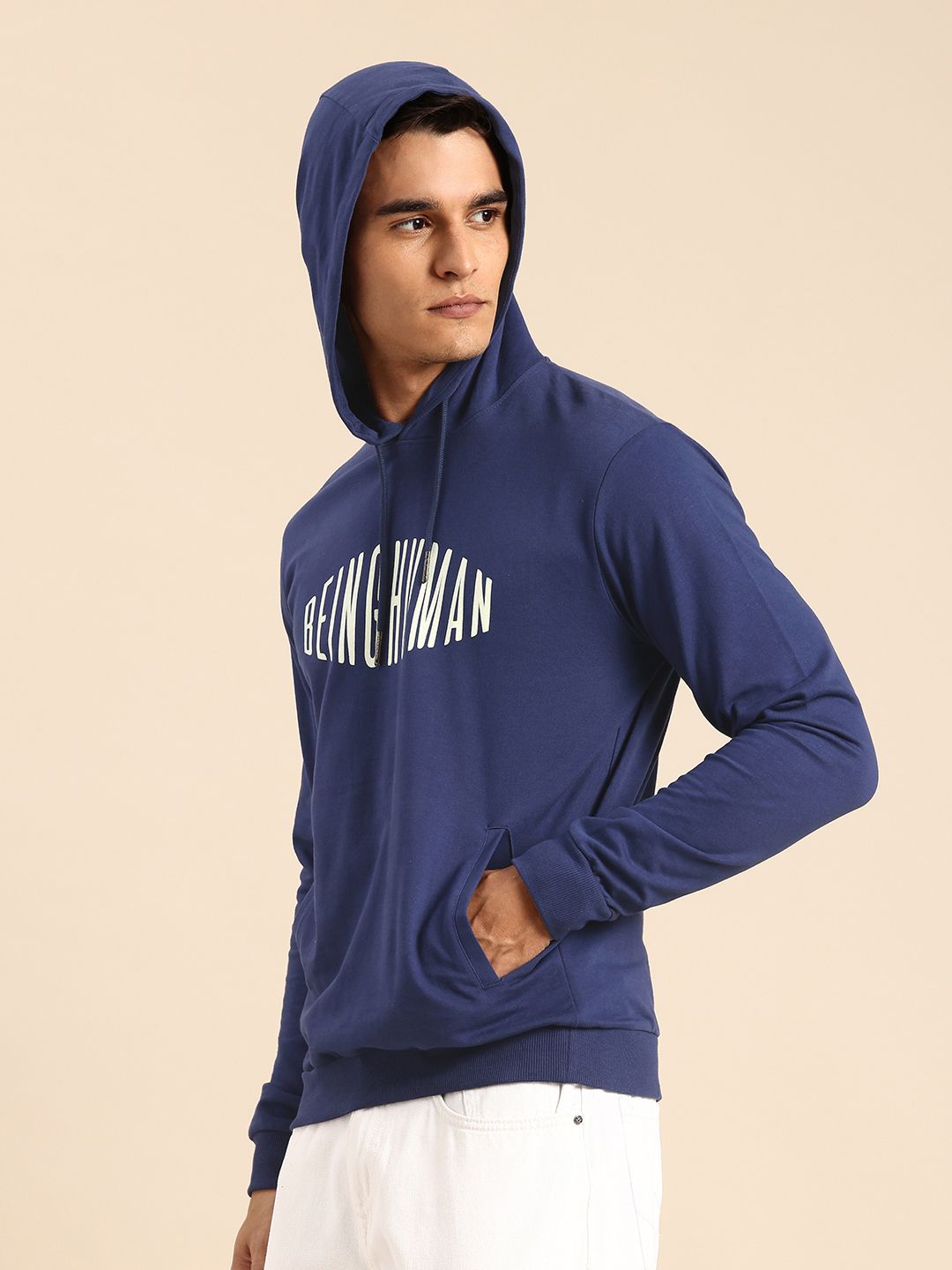 Being Human Brand Logo Printed Pure Cotton Hooded Sweatshirt